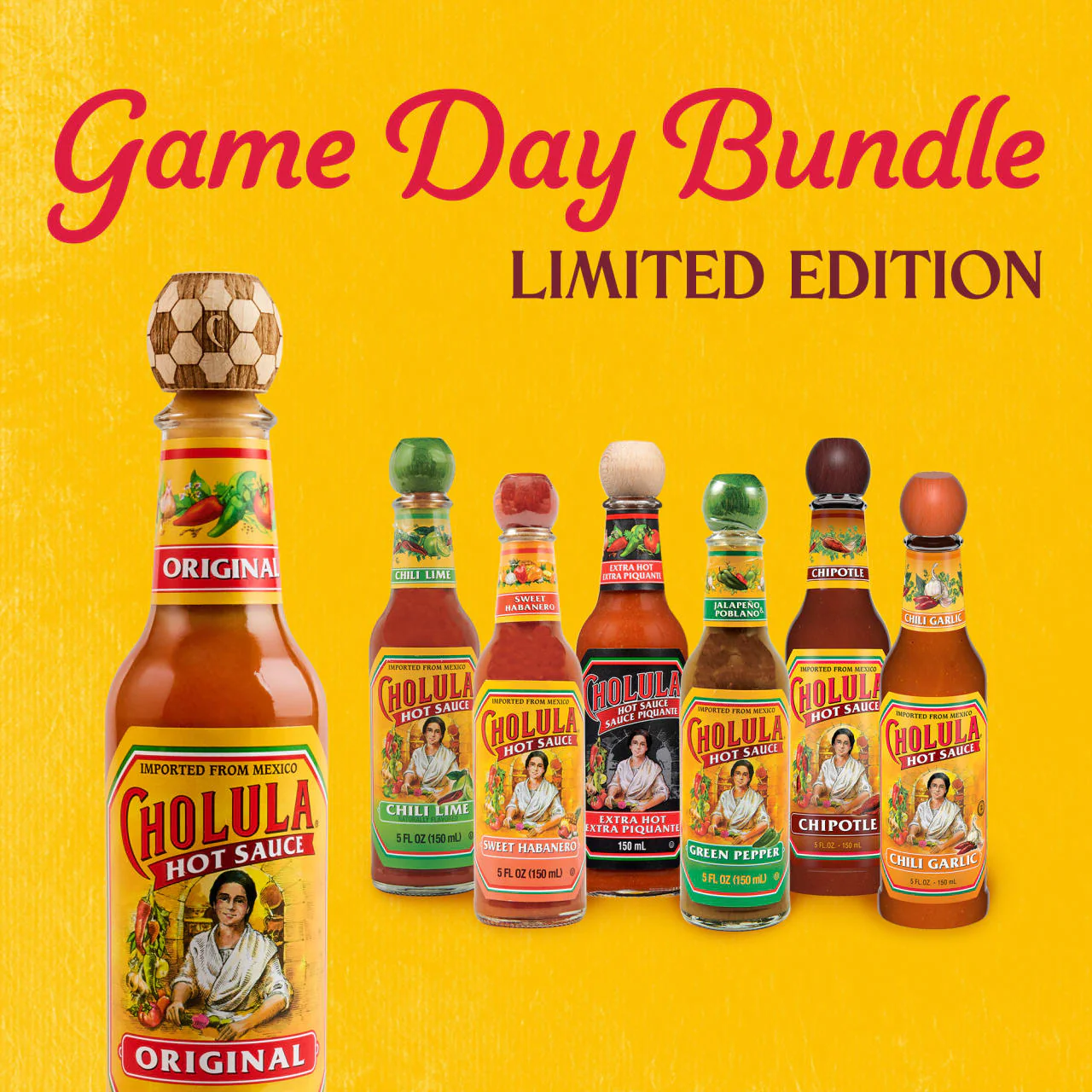 Cholula® Hot Sauce Variety Pack, 7-Count (Soccer-Cap Limited Edition) - Extra Hot, Green Pepper, Chili Lime, Chili Garlic, Chipotle, Sweet Habanero, Soccer-Cap Original - Image 17